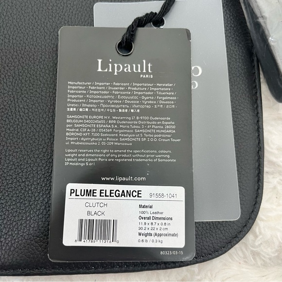 NWT Lipault Paris black leather clutch - Picture 3 of 6